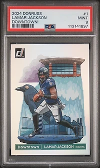 2024 Panini Donruss Downtown! 1 Lamar Jackson PSA 9