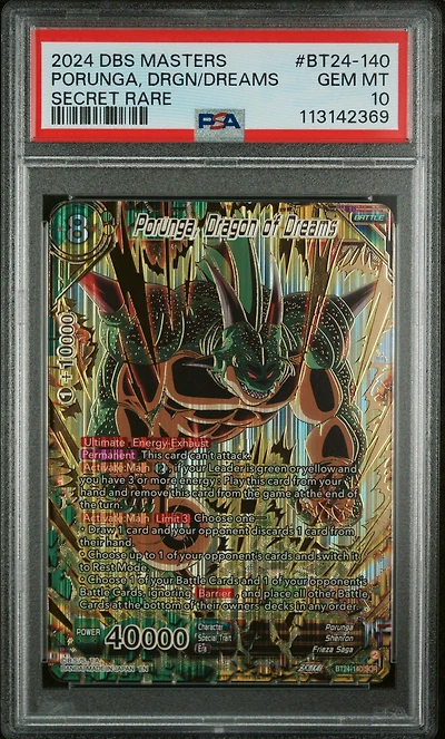 2024 Dragon Ball Super Card Game Masters Series 24 Beyond Generations Bt24-140 Porunga, Dragon Of Dreams Secret Rare PSA 10
