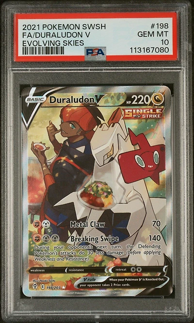 2021 Pokemon Sword & Shield Evolving Skies 198 Full Art/duraludon V PSA 10