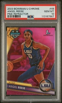 2023 Bowman University Chrome 49 Angel Reese Pink Refractor PSA 10