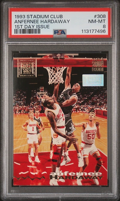 1993 Stadium Club 1st Day Issue 308 Anfernee Hardaway PSA 8