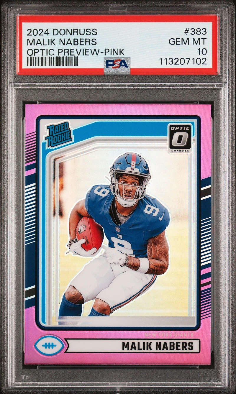 2024 Panini Donruss 383 Malik Nabers Optic Preview-pink PSA 10
