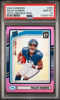 2024 Panini Donruss 383 Malik Nabers Optic Preview-pink PSA 10