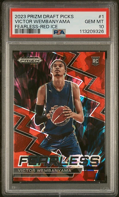 2023 Panini Prizm Draft Picks Fearless 1 Victor Wembanyama Red Ice PSA 10