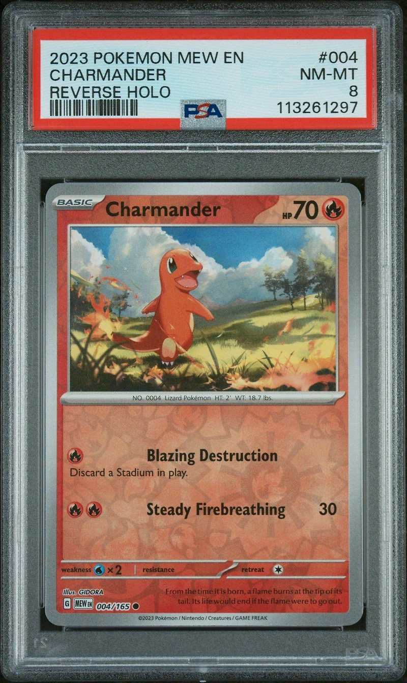 2023 Pokemon Mew En-151 004 Charmander Reverse Holo PSA