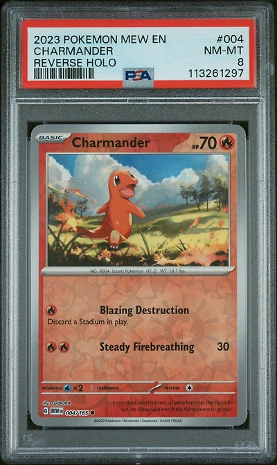 2023 Pokemon Mew En-151 004 Charmander Reverse Holo PSA