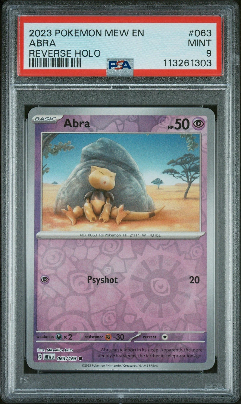 2023 Pokemon Mew En-151 063 Abra Reverse Holo PSA 9