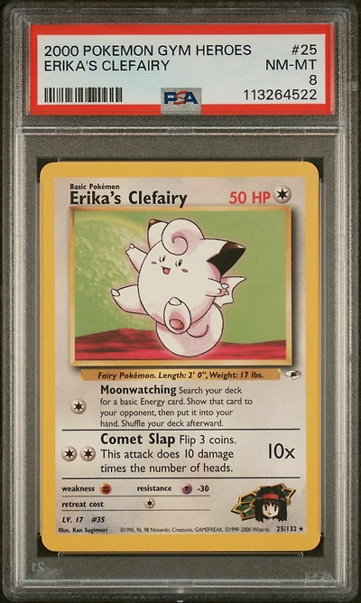 2000 Pokemon Gym Heroes 25 Erika's Clefairy PSA 8