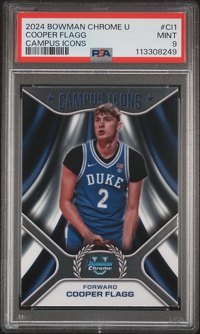 2024 Bowman Chrome University Campus Icons Ci1 Cooper Flagg PSA 9