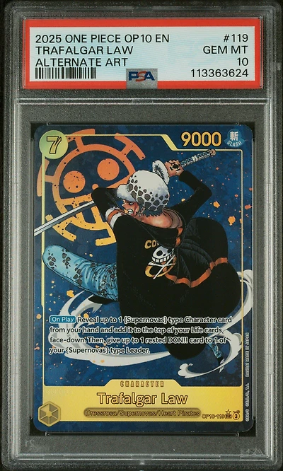 2025 One Piece Op10-royal Blood 119 Trafalgar Law Alternate Art PSA 10
