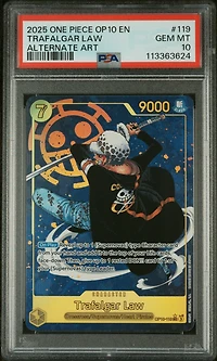 2025 One Piece Op10-royal Blood 119 Trafalgar Law Alternate Art PSA 10