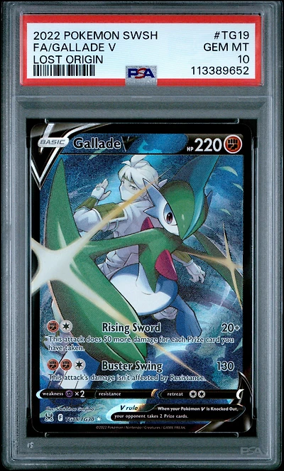 2022 Pokemon Sword & Shield Lost Origin Tg19 Full Art/gallade V PSA