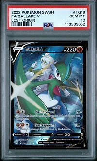 2022 Pokemon Sword & Shield Lost Origin Tg19 Full Art/gallade V PSA