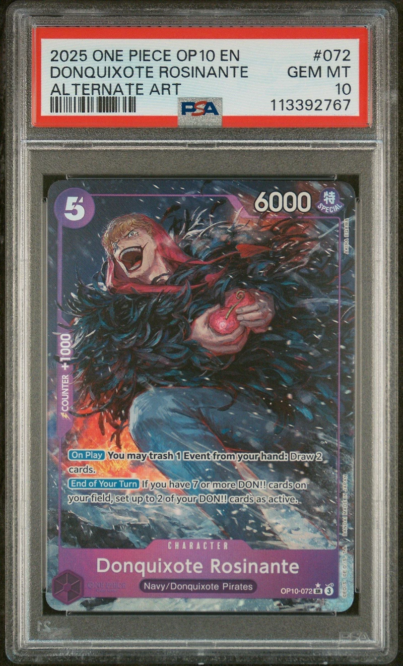 2025 One Piece Op10-royal Blood 072 Donquixote Rosinante Alternate Art PSA 10