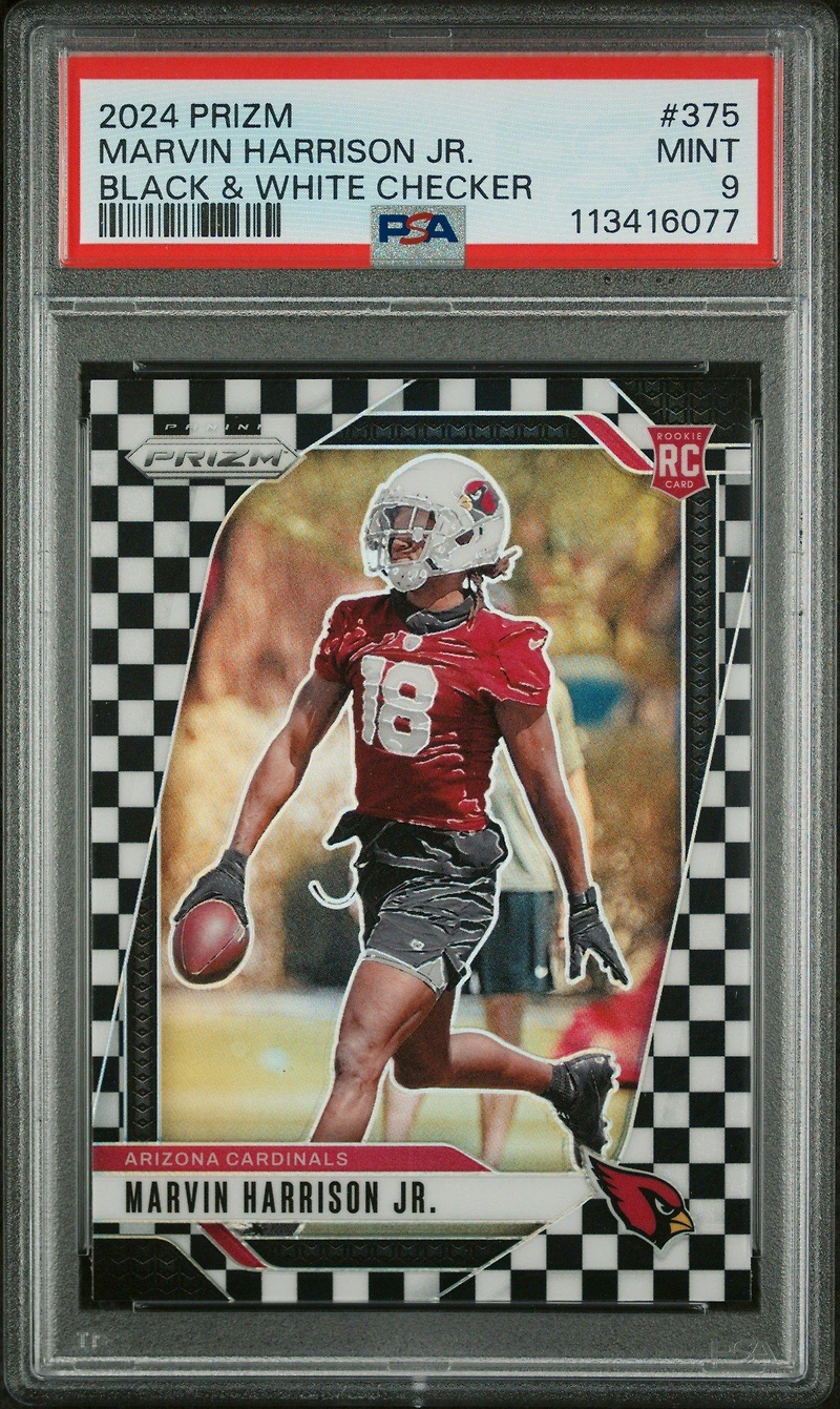 2024 Panini Prizm 375 Marvin Harrison Jr. Black & White Checker PSA 9