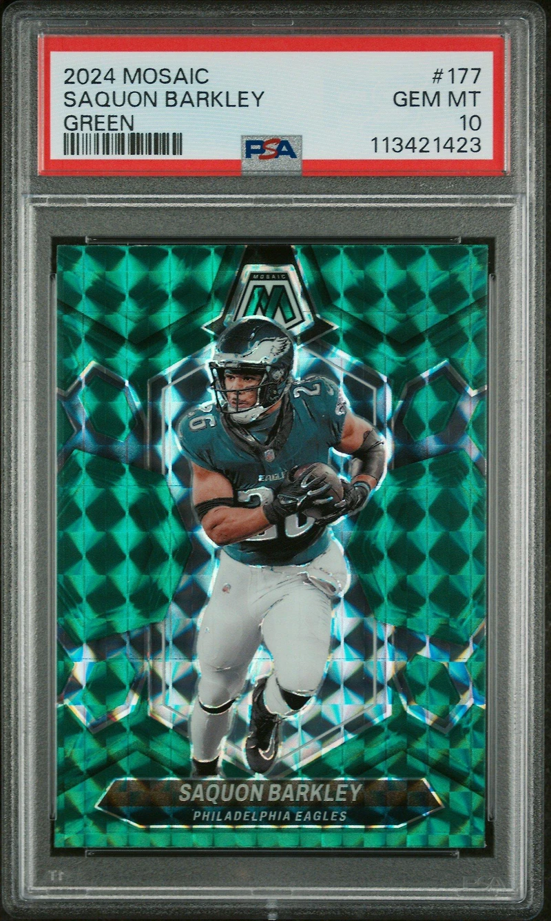 2024 Panini Mosaic 177 Saquon Barkley Green PSA 10