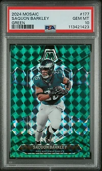 2024 Panini Mosaic 177 Saquon Barkley Green PSA 10