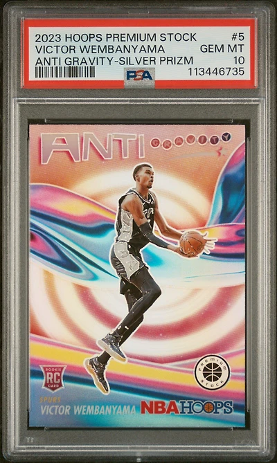 2023 Panini Hoops Premium Stock Anti Gravity 5 Victor Wembanyama Silver Prizm PSA 10
