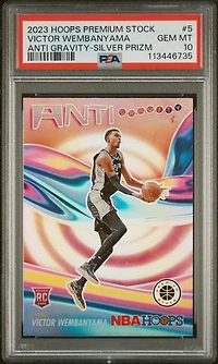 2023 Panini Hoops Premium Stock Anti Gravity 5 Victor Wembanyama Silver Prizm PSA 10