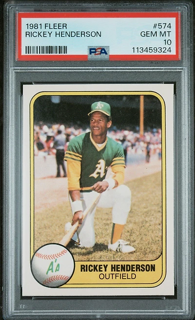 1981 Fleer 574 Rickey Henderson PSA 10