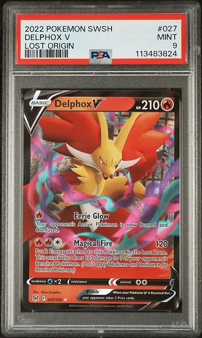 2022 Pokemon Sword & Shield Lost Origin 027 Delphox V PSA