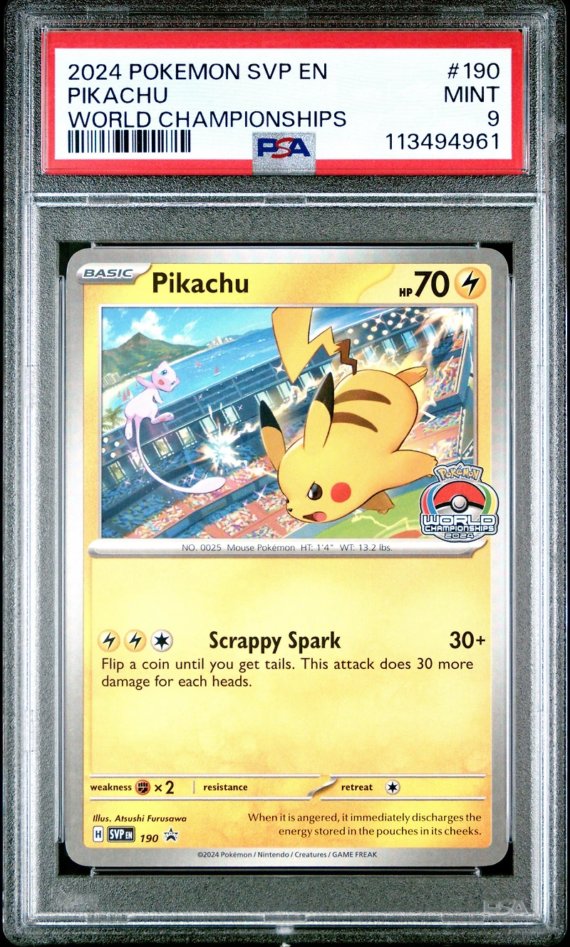 2024 Pokemon Svp En-sv Black Star Promo 190 Pikachu World Championships PSA