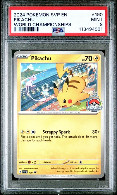 2024 Pokemon Svp En-sv Black Star Promo 190 Pikachu World Championships PSA
