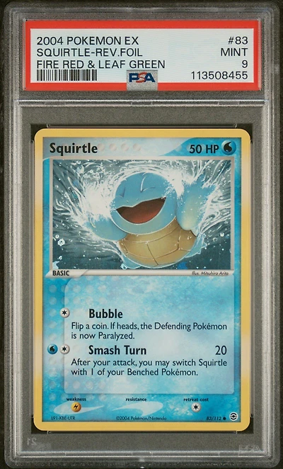 2004 Pokemon Ex Fire Red & Leaf Green 83 Squirtle-reverse Foil PSA 9
