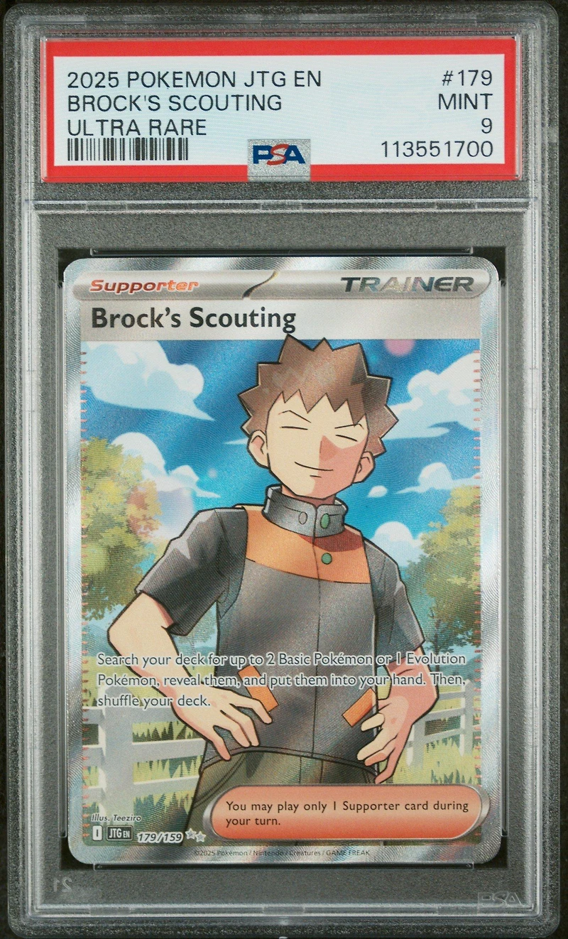2025 Pokemon Jtg En-journey Together 179 Brock's Scouting Ultra Rare PSA 9