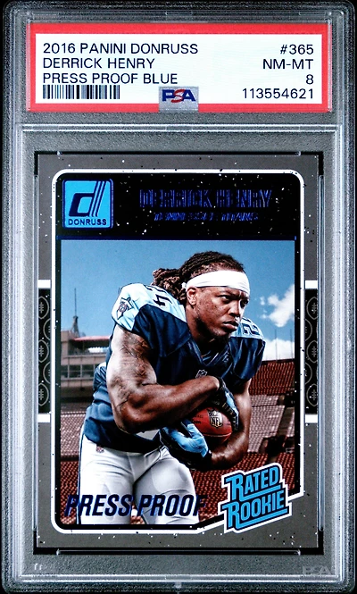 2016 Panini Donruss 365 Derrick Henry Press Proof Blue PSA 8