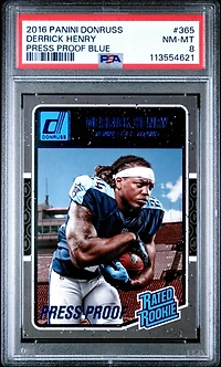 2016 Panini Donruss 365 Derrick Henry Press Proof Blue PSA 8