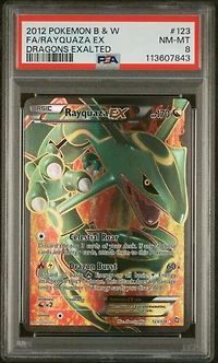 2012 Pokemon Black & White Dragons Exalted 123 Full Art/rayquaza Ex PSA 8