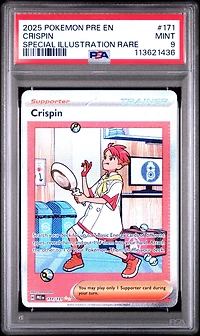 2025 Pokemon Pre En-prismatic Evolutions 171 Crispin Special Illustration Rare PSA 9