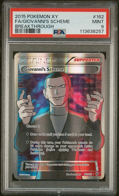 2015 Pokemon Xy Breakthrough 162 Full Art/giovanni's Scheme PSA