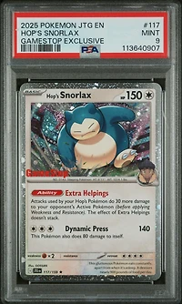 2025 Pokemon Jtg En-journey Together 117 Hop's Snorlax Gamestop Exclusive PSA 9