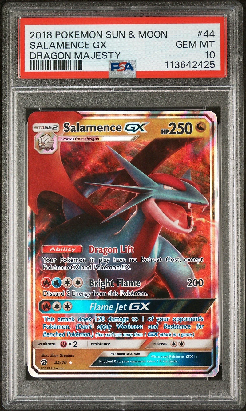 2018 Pokemon Sun & Moon Dragon Majesty 44 Salamence Gx PSA 10