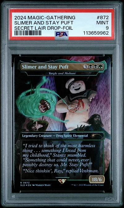 2024 Magic The Gathering Secret Lair Drop 0872 Slimer And Stay Puft Ghostbusters: Slimer-foil PSA 9