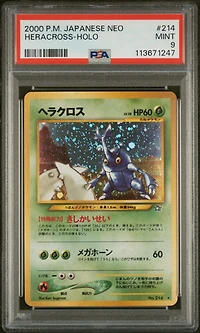 2000 Pokemon Japanese Neo 214 Heracross-holo PSA 9