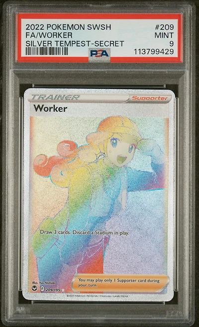 2022 Pokemon Sword & Shield Silver Tempest 209 Full Art/worker Secret PSA 9