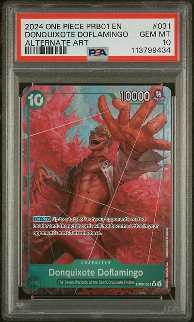 2024 One Piece Prb01-premium Booster -one Piece Card The Best- 031 Donquixote Doflamingo Alternate Art PSA 10
