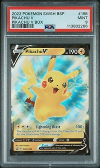 2022 Pokemon Swsh Black Star Promo 198 Pikachu V Pikachu V Box PSA