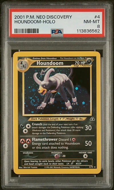 2001 Pokemon Neo Discovery 4 Houndoom-holo PSA 8