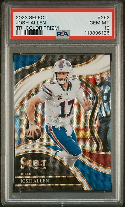 2023 Panini Select 252 Josh Allen Tri-color Prizm PSA 10