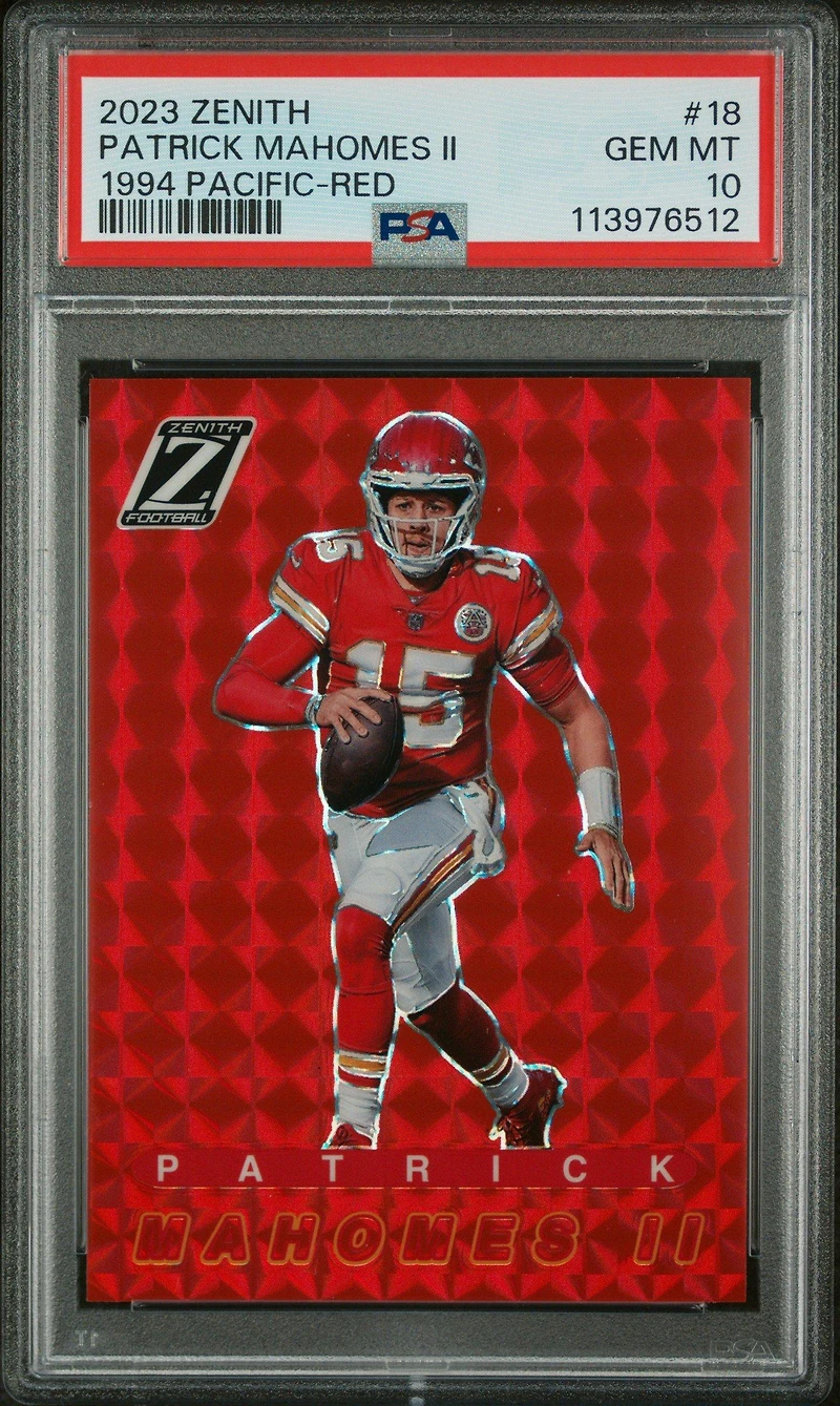 2023 Panini Zenith 1994 Pacific 18 Patrick Mahomes Ii Red PSA 10