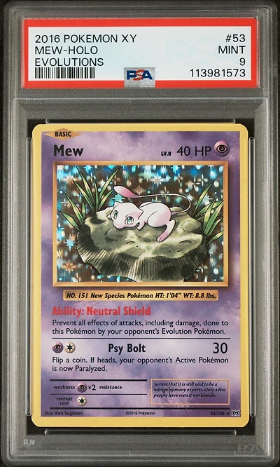 2016 Pokemon Xy Evolutions 53 Mew-holo PSA