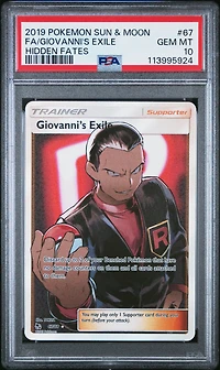 2019 Pokemon Sun & Moon Hidden Fates 67 Full Art/giovanni's Exile PSA