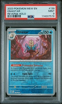 2023 Pokemon Mew En-151 139 Omastar Reverse Holo PSA 9