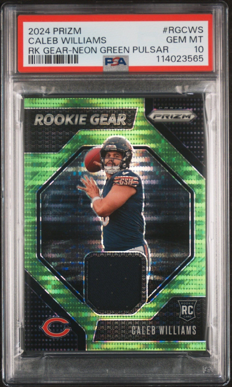 2024 Panini Prizm Rookie Gear Rgcws Caleb Williams Neon Green Pulsar PSA 10