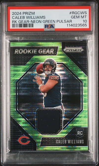 2024 Panini Prizm Rookie Gear Rgcws Caleb Williams Neon Green Pulsar PSA 10