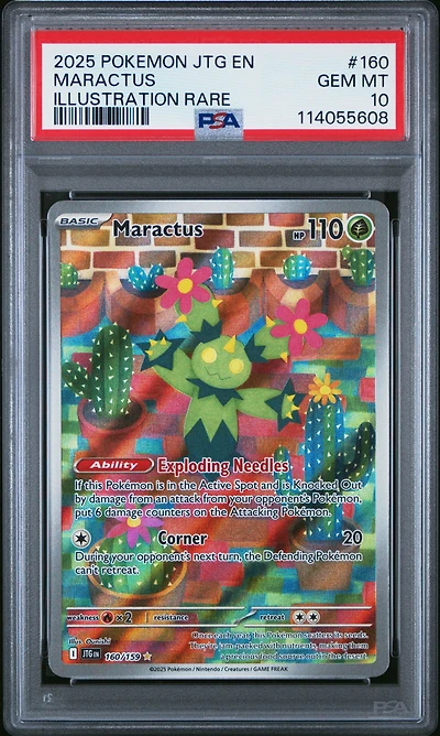 2025 Pokemon Jtg En-journey Together 160 Maractus Illustration Rare PSA